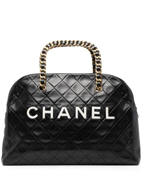 1990s logo-patch diamond-quilted top-handle bag | Farfetch (US)