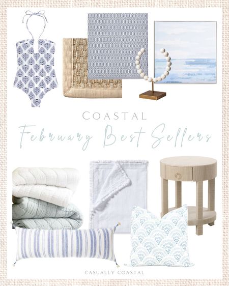 February’s best sellers are in, and there are so many beautiful blue and white pieces for your coastal home! I especially love the Serena & Lily “look for less” side table!
-
home decor, coastal spring decor, spring decorations, spring home decorations, coastal decor, beach house decor, beach decor, beach style, coastal home, coastal home decor, coastal decorating, coastal interiors, coastal house decor, home accessories decor, coastal accessories, beach style, blue and white home, blue and white decor, neutral home decor, neutral home, natural home decor, swimsuits for moms, one piece swimsuits, one piece bathing suits, indoor/outdoor rug, woven indoor/outdoor rug, performance rugs, ballard designs rugs, blue and white rugs, coastal rugs, mantel decor, console table decor, home accessories, coastal artwork, abstract art, affordable artwork, coastal bedding, pottery barn bedding, linen quilts, white quilts, blue quilts, lumbar pillows, striped pillows, coverlets, serena & lily bedding, neutral nightstand, natural nightstand, serena & lily dupe, raffia nightstand, raffia side table, affordable side table, coastal bedroom furniture, coastal side table, coastal nightstand, woven side table, natural nightstand, designer look for less, designer dupe, serena & lily dupe, TJ Maxx home decor, bedroom furniture, living room furniture, 8x10 rugs, 5x7 rugs, blue and white pillows, spring pillows, coastal pillows 

#LTKhome #LTKsalealert #LTKunder100