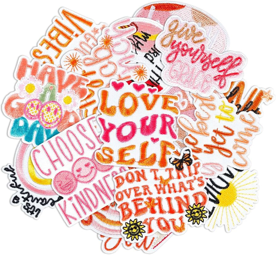17 Pcs Positive Affirmations Iron On Patches, Boho Hippie Style Embroidered Patch for Clothes, Cu... | Amazon (US)