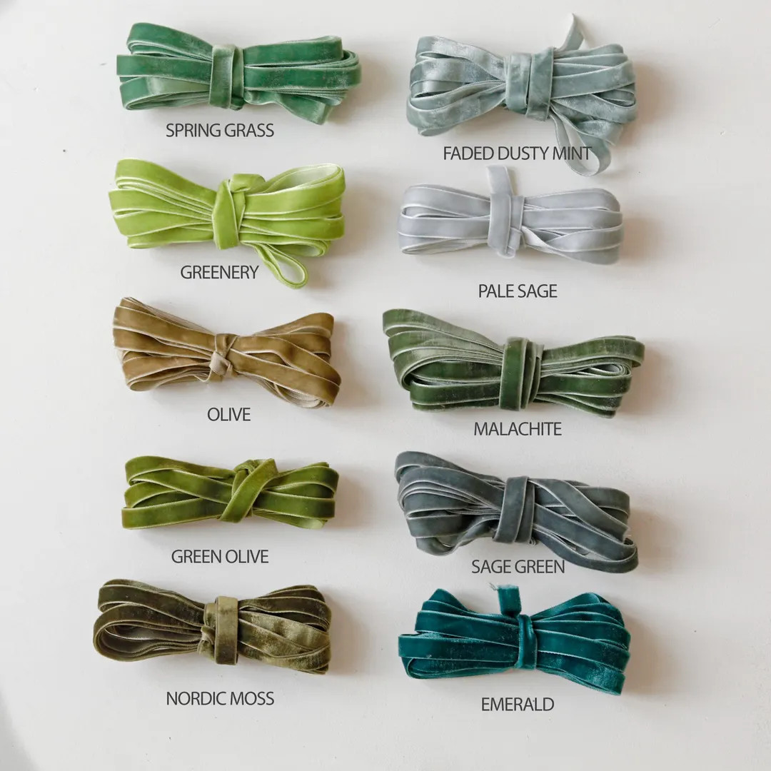 Green Velvet Ribbon by Yard -3/8 Inch HAND DYED - Christmas Decor,gift Wrapping,dark Green Ribbon... | Etsy (US)