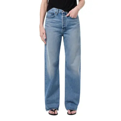 AGOLDE Loose Wide Leg Jeans in Outbreak Md Worn Ind Cut Roll at Nordstrom, Size 27 | Nordstrom