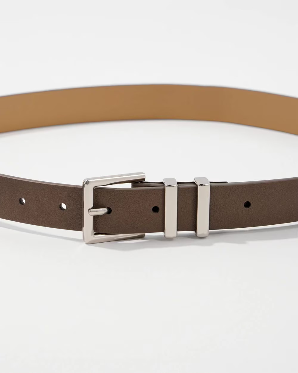 Silver Buckle Taupe Pant Belt | White House Black Market | White House Black Market