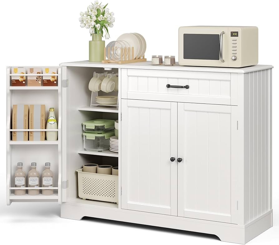Ahomly 42'' Buffet Cabinet, Coffee Bar Cabinet for Living Room, White | Amazon (US)