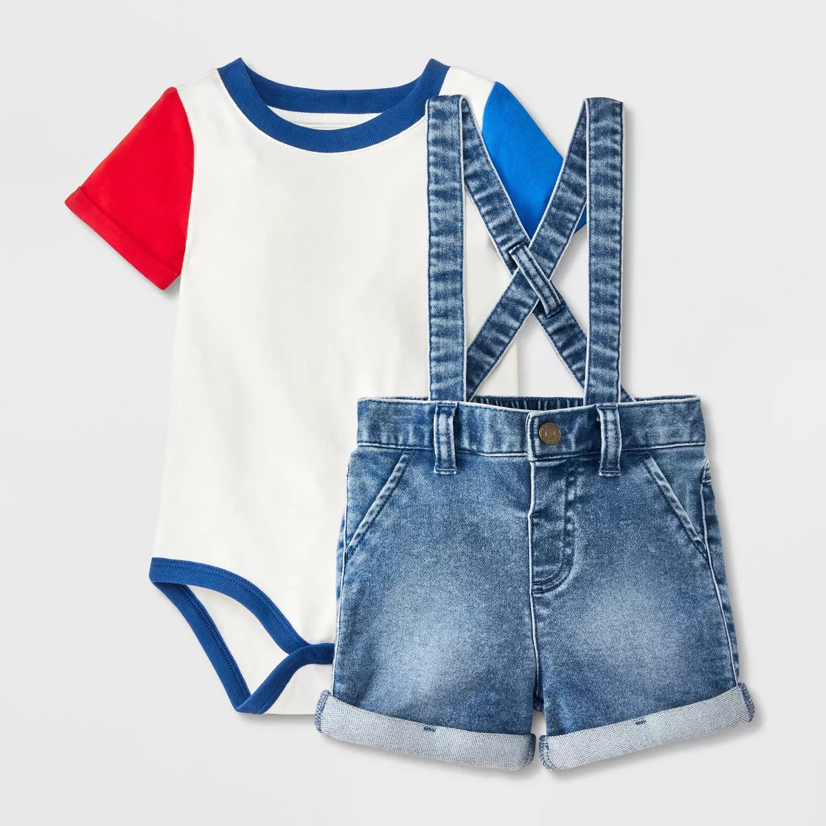 Baby Boys' Denim Suspender Set - Cat & Jack™ Red/Blue | Target