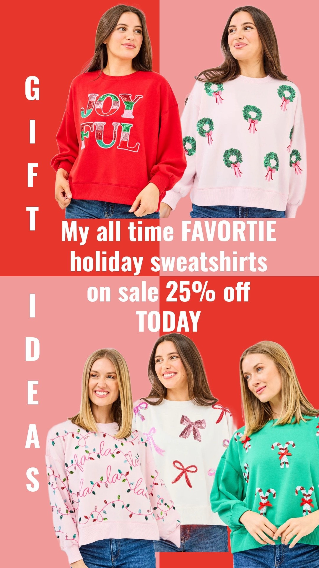 Grab these for yourself or gifts. They’re the best Christmas sweatshirts 25% off through tomorrow.  I wear small 

#LTKGiftGuide #LTKCyberWeek #LTKSaleAlert