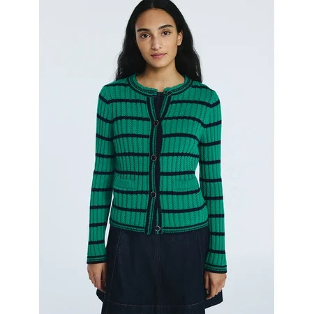 Free Assembly Women's Textured Stitch Cotton Cardigan Sweater with Long Sleeves, Lightweight, Sizes XS-XXL | Walmart (US)