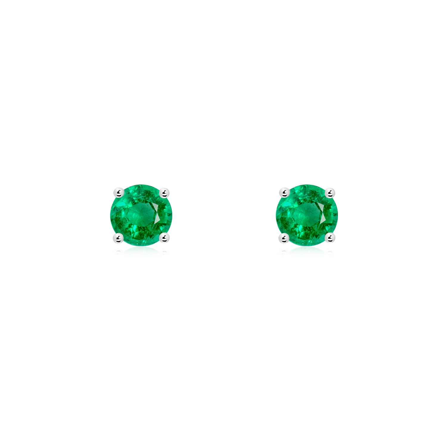 Round Emerald Stud Earrings | Angara US