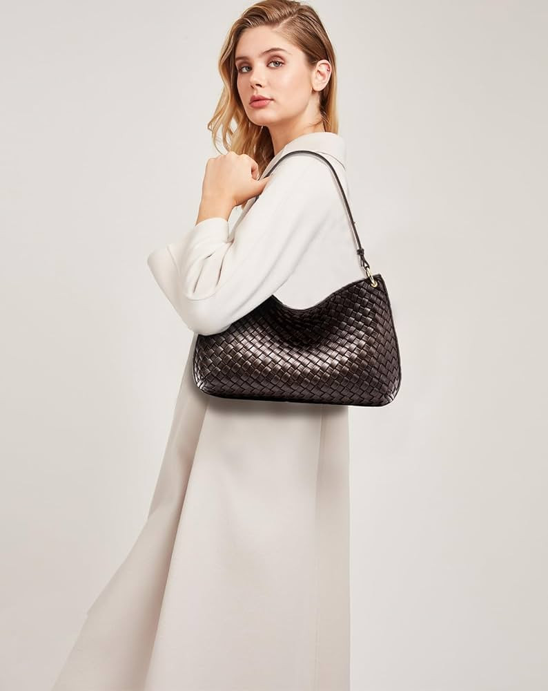 Woven Handbag, Woven Vegan Leather Bag For Women, Fashion Tote Bag Shoulder Bag Purses for Women | Amazon (US)