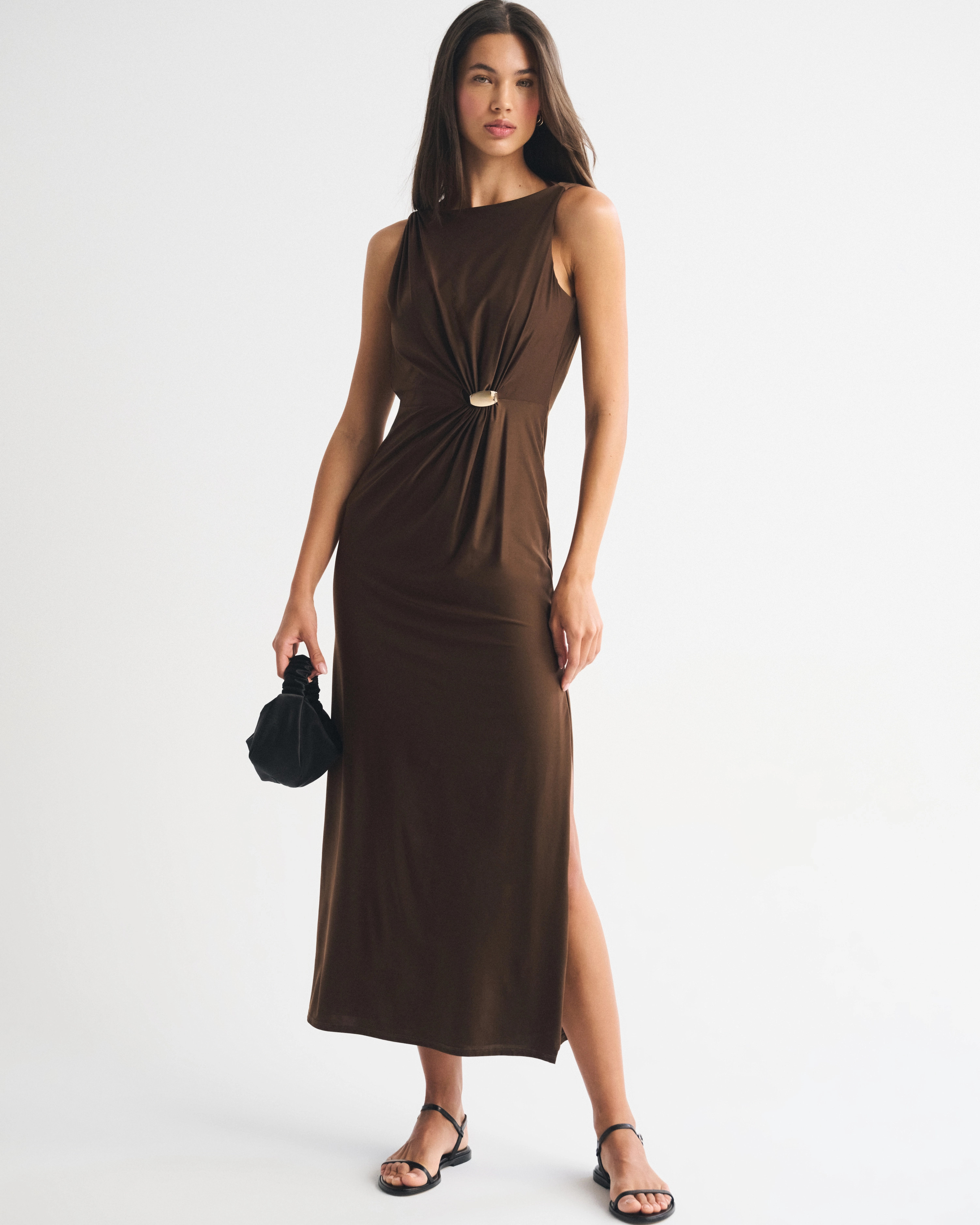 Bra-Free Draped Hardware Maxi Dress | Abercrombie & Fitch (US)