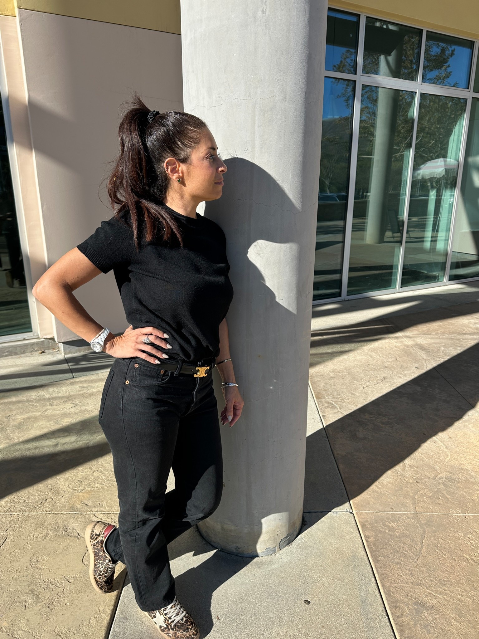 Dressing in all black just feels right for me — it’s effortless, comfortable, and chic. I love mixing different textures and adding a pop of leopard for a little personality. Finish it off with a great belt and a high ponytail, and I’m ready to take on even the toughest salon days in style. #LTKfashion #LTKstyletip

#LTKFindsUnder50 #LTKWorkwear #LTKStyleTip