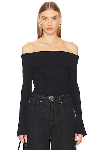 MORE TO COME Candace Off Shoulder Sweater in Black from Revolve.com | Revolve Clothing (Global)