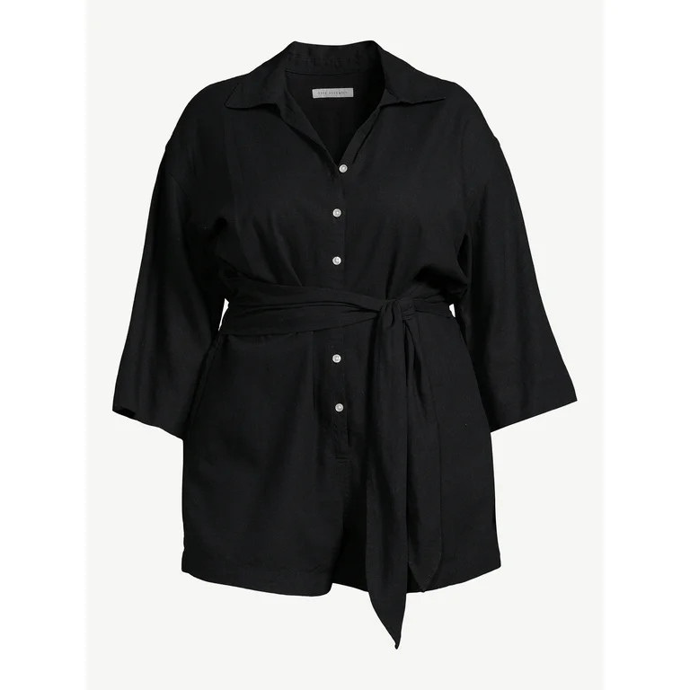 Free Assembly Women's Belted Romper | Walmart (US)