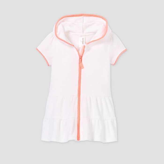 Toddler Girls' Zip-Up Hooded Terry Cover Up - Cat & Jack™ White | Target