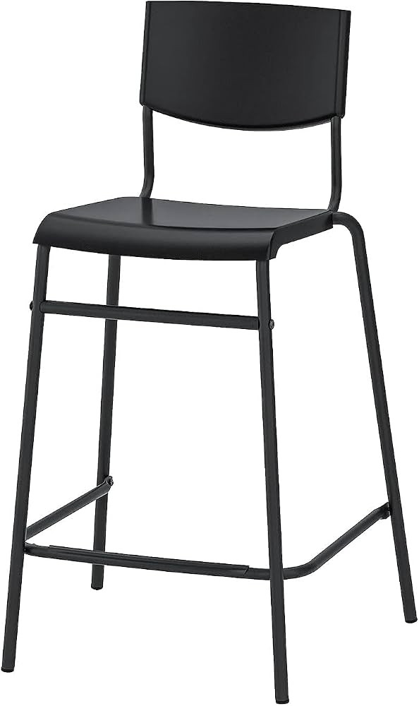 Ikea STIG Bar Stool with backrest, Black/Black 74 cm (29 1/8 ") | Amazon (US)
