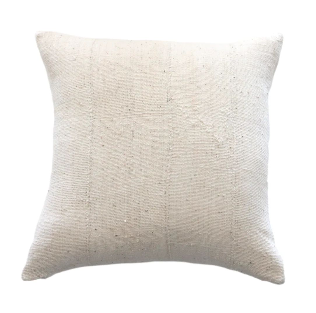 White Mudcloth Pillow Cover | Danielle Oakey Interiors INC