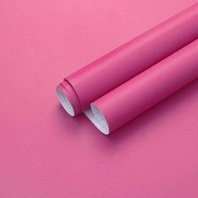 Ismoon 17.7inx118in Pink Wallpaper Peel and Stick Wallpaper Pink Contact Paper Waterproof Removab... | Amazon (US)