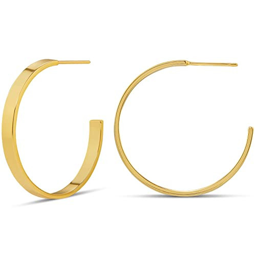 Amazon Essentials 14K Gold Plated Square Edge Hoop 30mm, Yellow 14K Gold | Amazon (US)