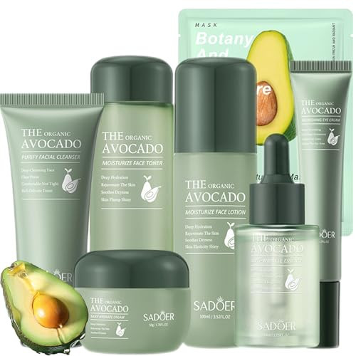 Avocado Skin Care Set, 11-In-1 Skincare Gift Set With Facial Cleanser, Face Serum, Face Cream, Eye Cream, Toner, moisturizing lotion& Facial mask. Skin Care Kit For Women Men | Amazon (US)