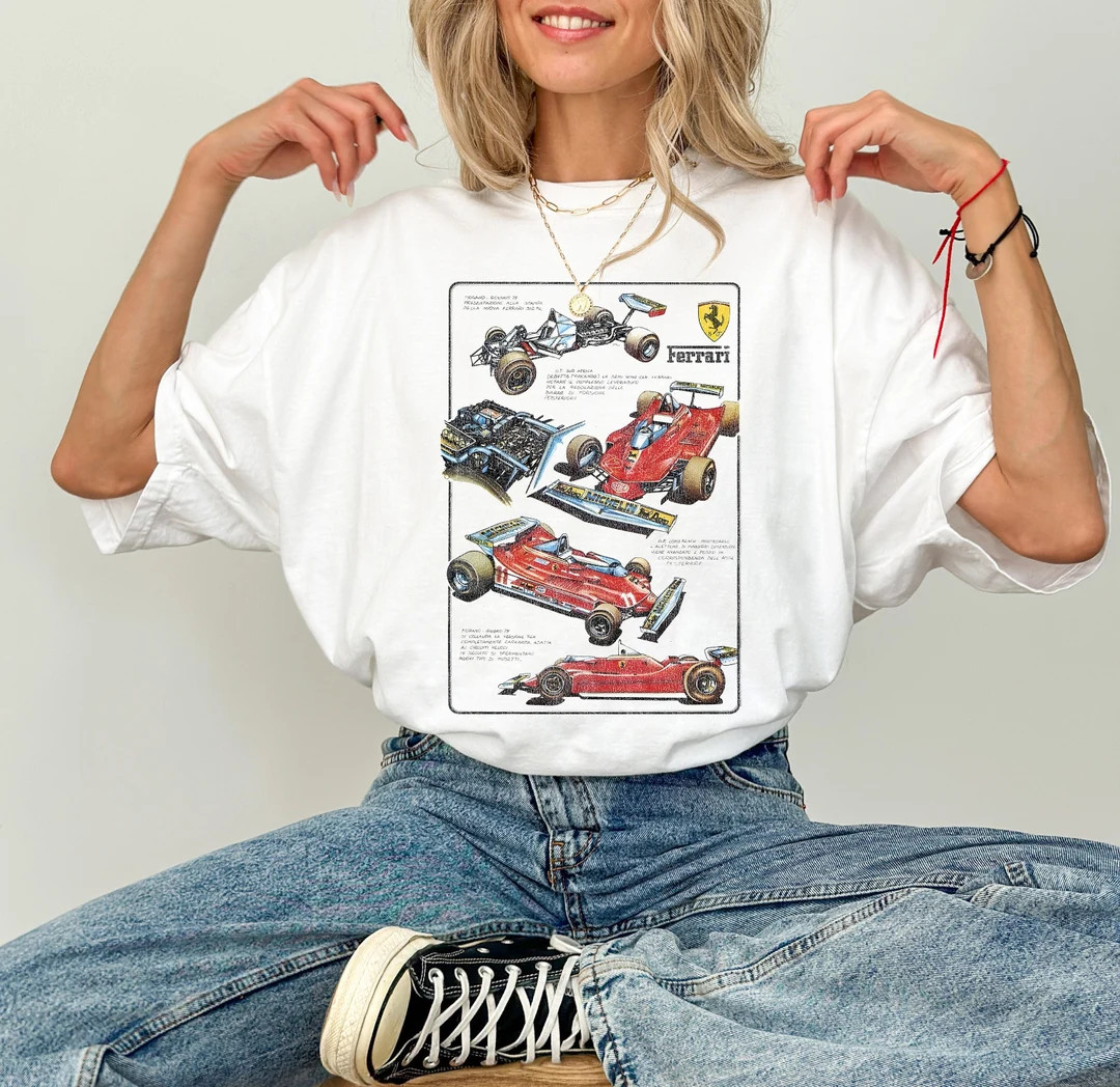 Comfort Colors F1 Ferrari Schematics Vintage Style Unisex T-shirt - Etsy | Etsy (US)