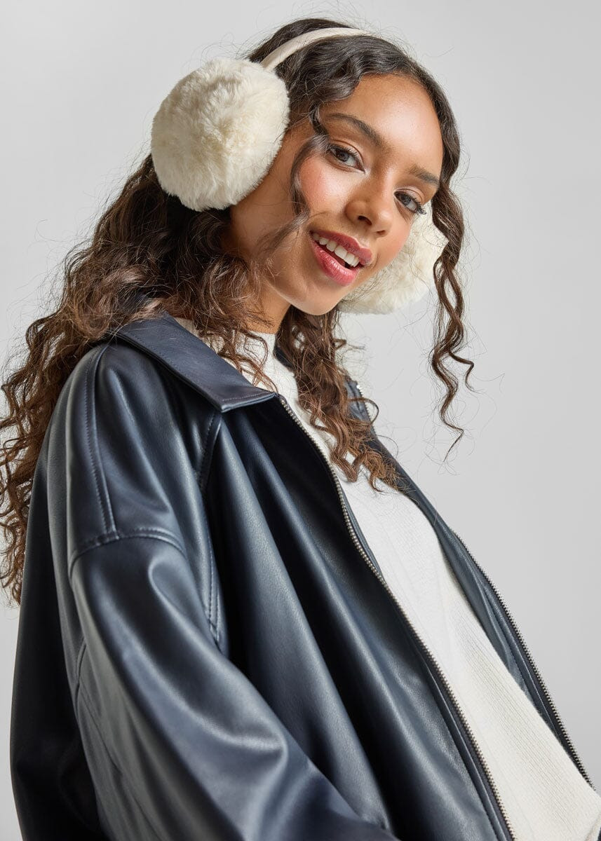 Mad Hatter Faux-Fur Earmuff - Ivory | Alice & Wonder