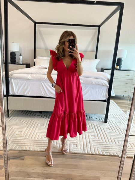 Pink ruffle maxi dress on sale size xxs petite 

#LTKsalealert #LTKunder100 #LTKunder50