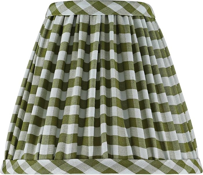 Gingham Mini Green Plaid Pleated Cotton Clip-On Empire Shade (3x6x5) | Amazon (US)