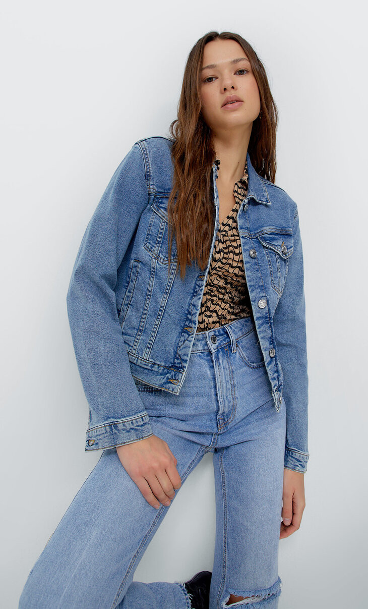 Blouson denim slim - Mode femme | Stradivarius France | Stradivarius (FR)