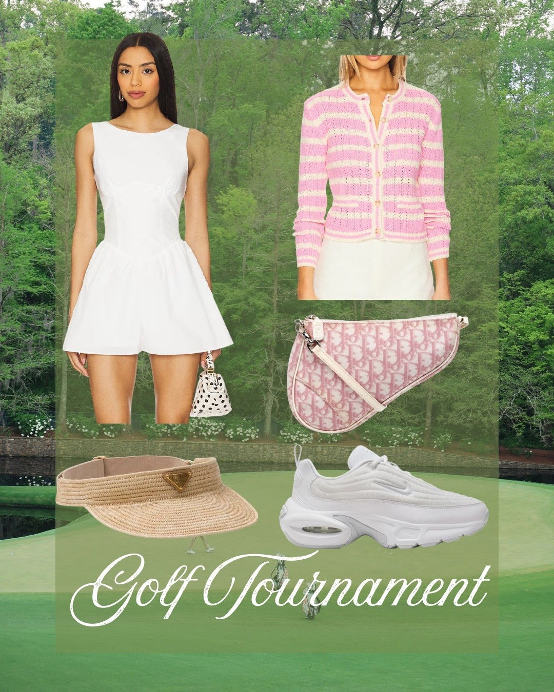 Golf tournament golf outfit Dior romper pink spring masters Prada 

#LTKootd