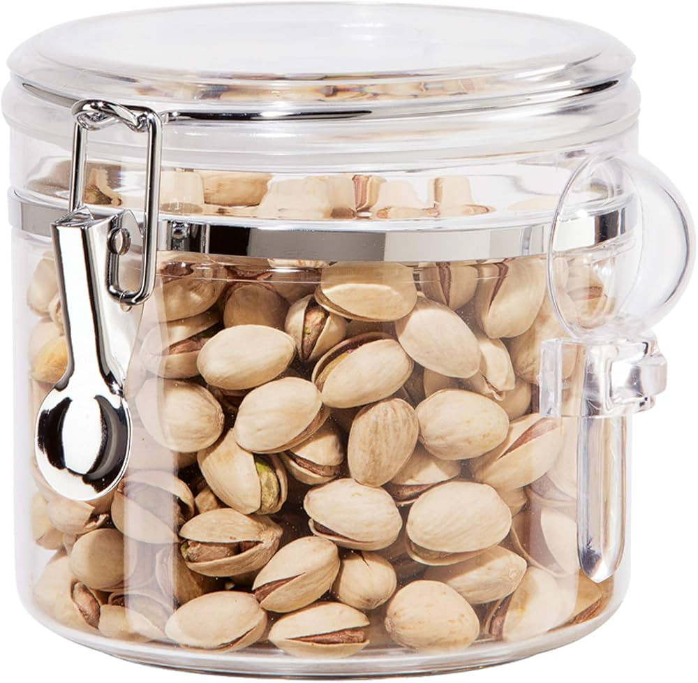 OGGI Clear Canister Airtight 38oz - Clamp Lid & Spoon - Airtight Food Storage Containers, Ideal f... | Amazon (US)