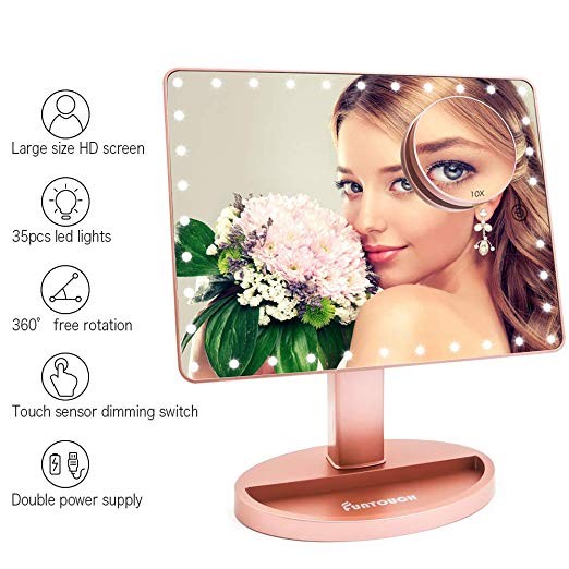 Large Lighted Vanity Makeup Mirror (X-Large Model), Funtouch Light Up Mirror with 35 LED Lights, ... | Amazon (US)