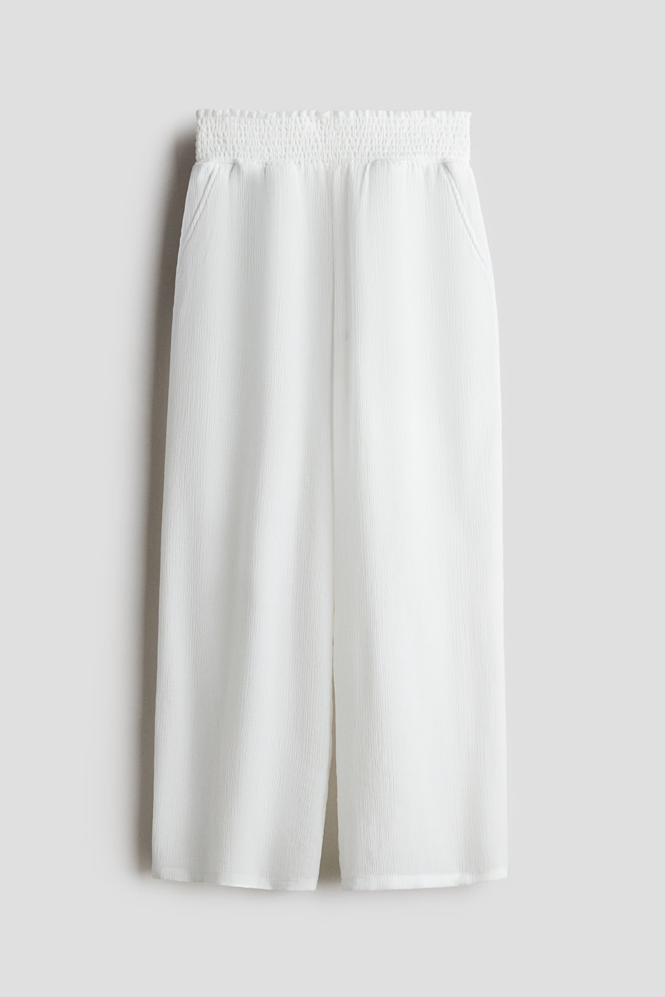Smocked crinkled trousers - White - Kids | H&M GB | H&M (UK, MY, IN, SG, PH, TW, HK)