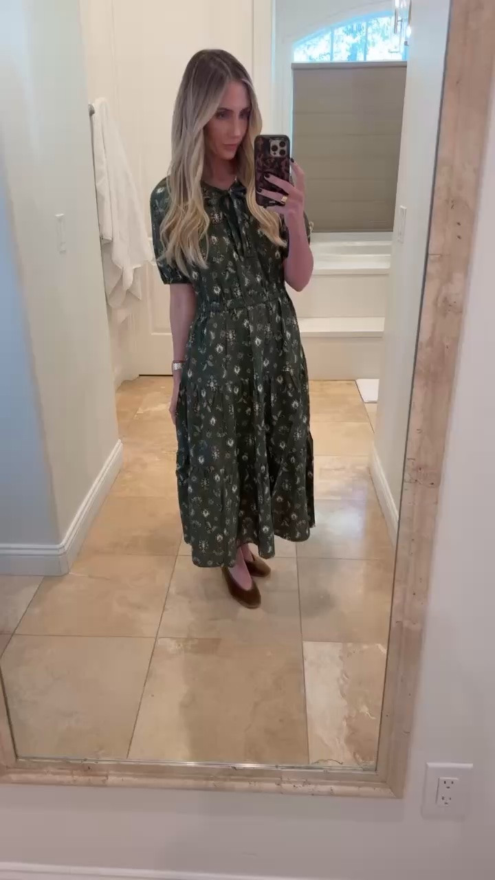 This Walmart maxi dress is such a good find! The color is beautiful! Perfect for dressing up or keeping it casual. 

Em’s sizes:
Height: 5’6”
Weight: 115lbs
Tops: small
Pants: 2, small, 25
Dress: small