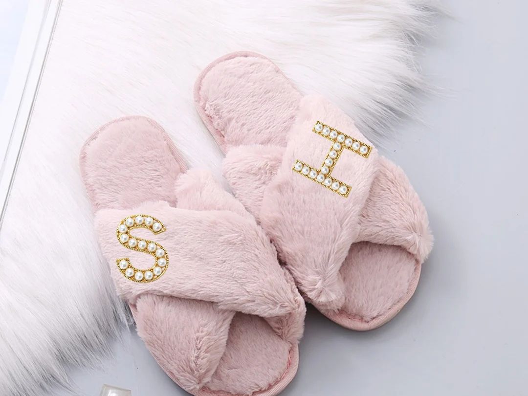 Fluffy Bride Bridesmaid Slippers Personalized Fluffy - Etsy | Etsy (US)