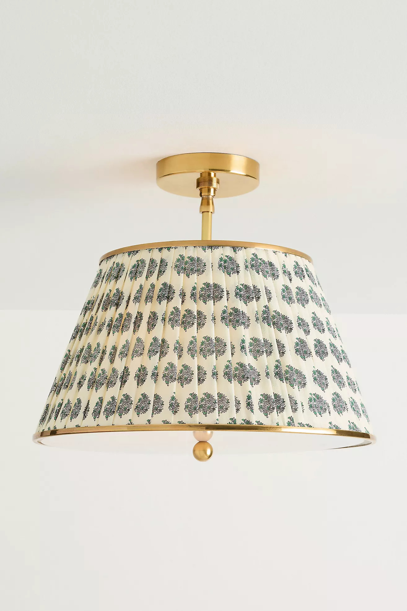 Lee Brass 16" Ruched Printed Semi-Flush Mount Light | Anthropologie (US)