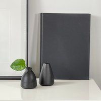 2-Piece Duo Miniature Dainty Vase Set, Matte Black Finish, Nordic Ceramic Vases, Dried Flower Simple | Etsy (US)