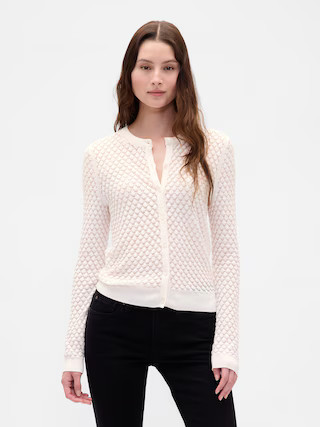 CashSoft Stretch Pointelle Cardigan | Gap (US)