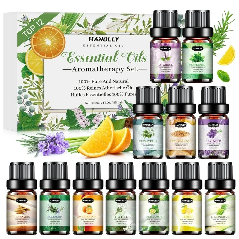 Hanolly Essential Oils Set, Hypoallergenic Aromatherapy Oils for Diffuser, Humidifier, Massage, S... | Walmart (US)