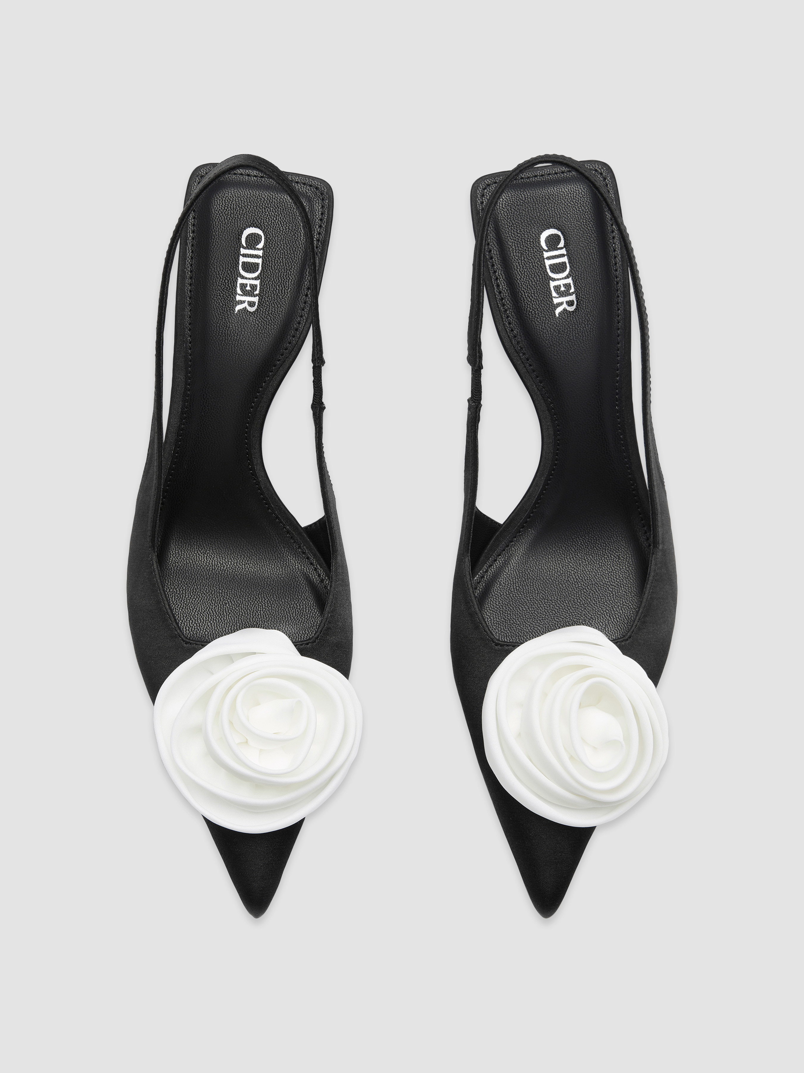 ROSE SATIN SLINGBACK HEELS For Daily Casual Date Party/Clubbing Wedding | Cider