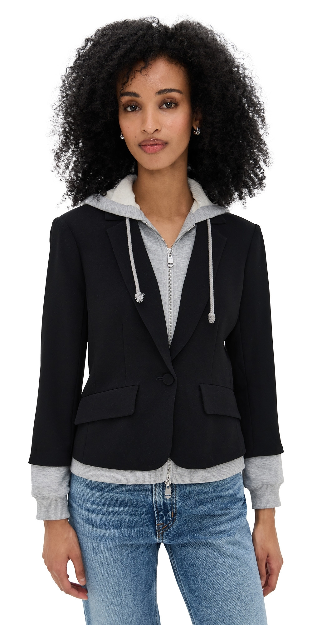 Cinq à Sept Zip Up Le Petit Khloe Blazer Black/Heather Grey 6 | Shopbop