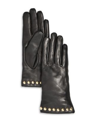 Cashmere Lined Studded Leather Tech Gloves - Exclusive | Bloomingdale's (US)