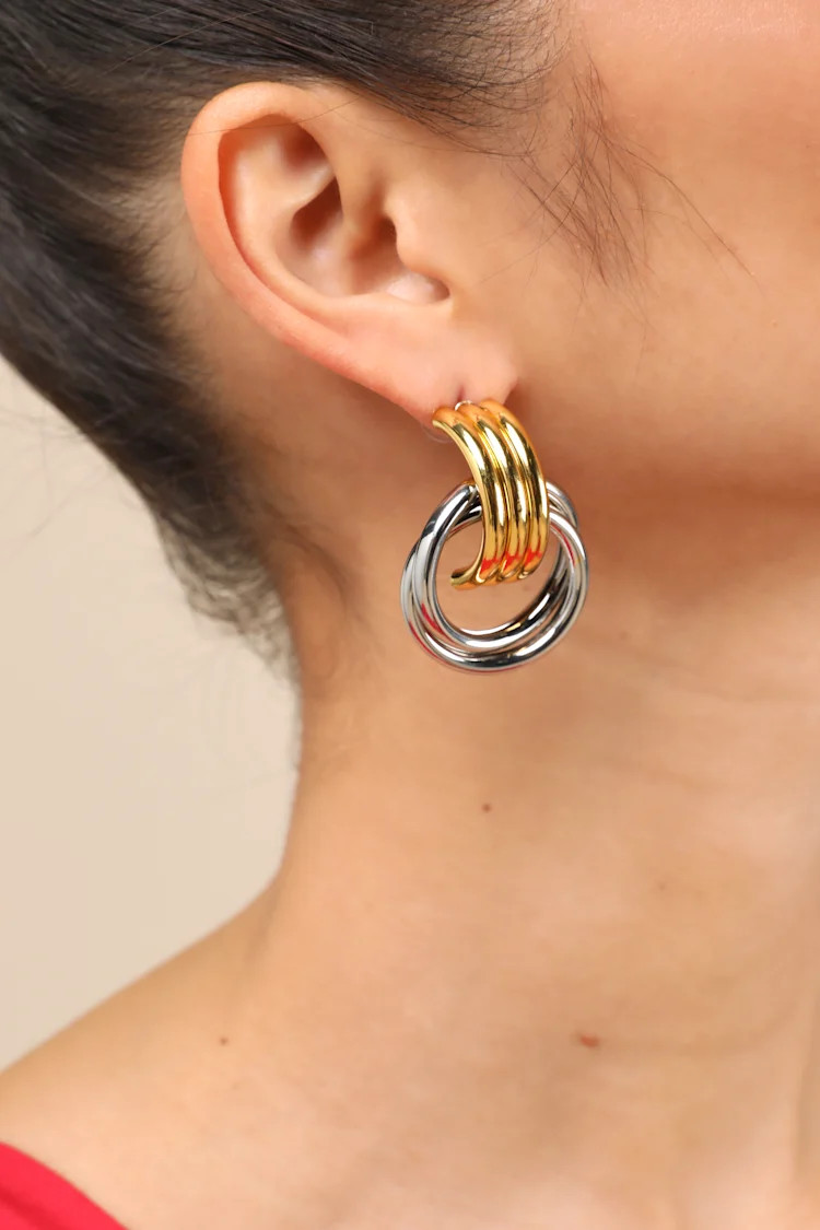 Cam Gold and Silver Doorknocker Earrings | Lulus