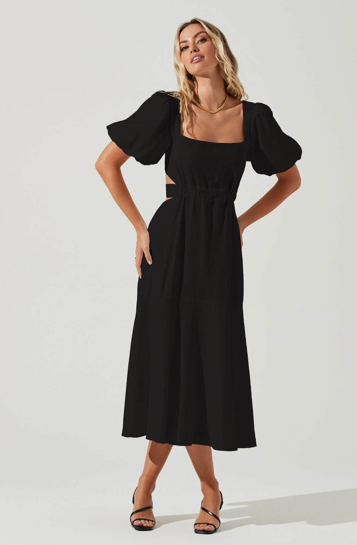 Angeles Puff Sleeve Cutout Dress | ASTR The Label (US)