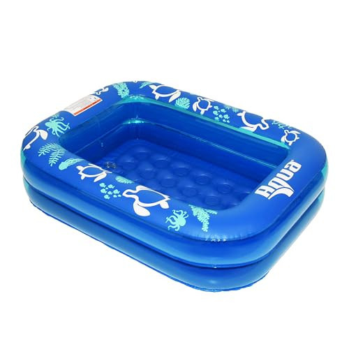 Aqua Inflatable Kiddie Pool for Backyard Outdoor Water Play - 2 Ring Blow Up Baby Pool with Cushioned Bottom, Stable Translucent Sides for Toddlers & Kids, 47 x 35 x 12 Inch, Blue | Amazon (US)