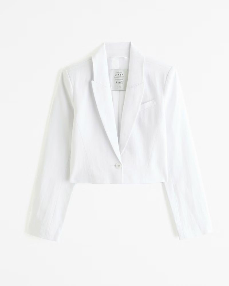 Women's Premium Linen Cropped Blazer | Women's | Abercrombie.com | Abercrombie & Fitch (US)