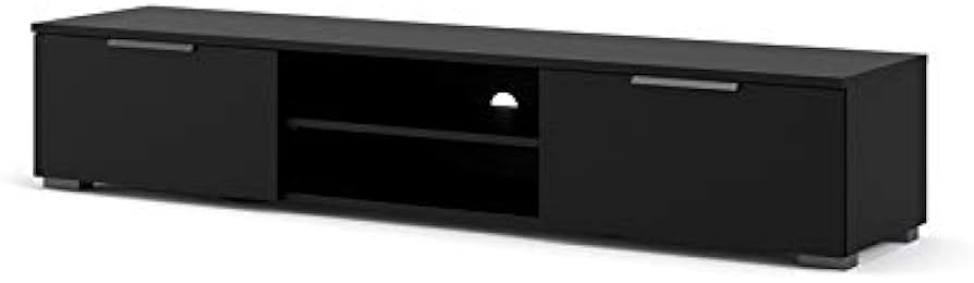 Pemberly Row 67" Modern TV Stand with Storage in Black Matte | Amazon (US)