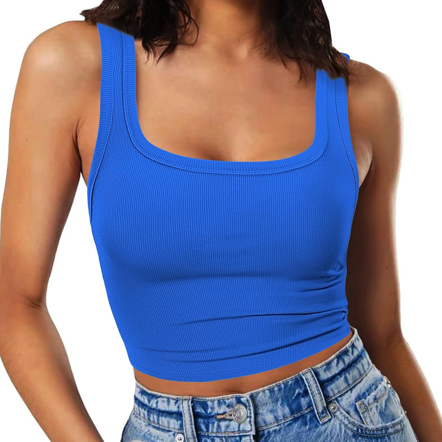 RIROW Womens Sleeveless Fitted Tank Top Square Neck Ribbed Basic Tee XS-XL | Amazon (CA)