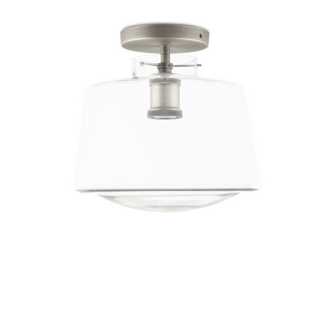 Alton Flush Mount with Schoolhouse Glass, Satin Nickel | Lights.com