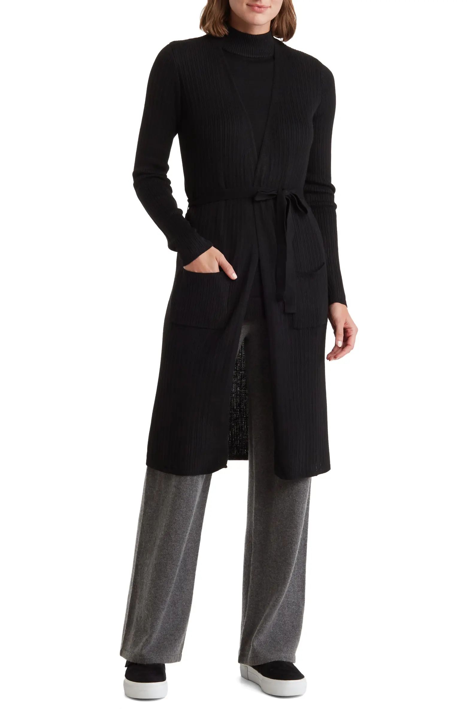 Mock Neck Sleeveless Sweater & Long Cardigan Set | Nordstrom Rack