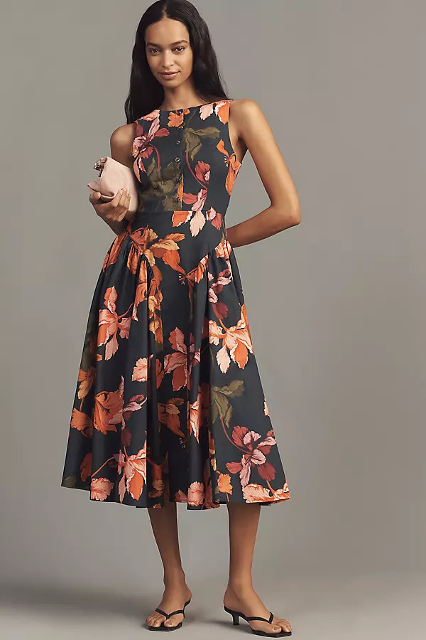 A-Line Poplin Midi Dress | Anthropologie (US)