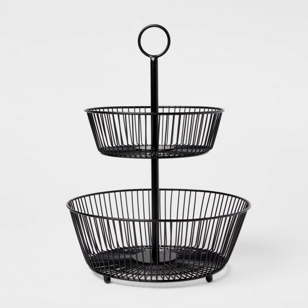 Iron Wire 2-Tier Fruit Basket Black - Threshold&#8482; | Target